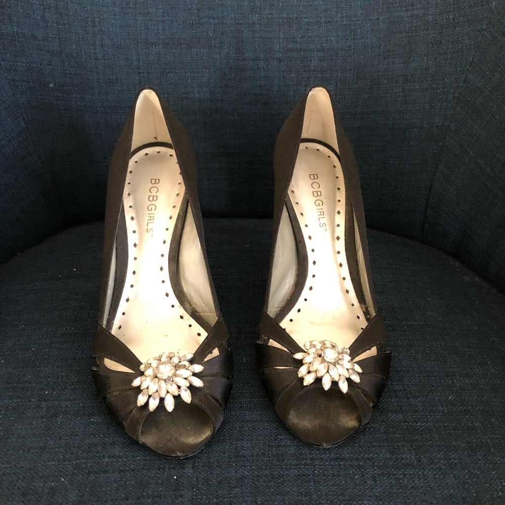 BCBGgirls black satan heels